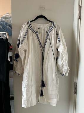 UNZI Larkin Lane Amorcita Collection Artisan Hand-Woven White Cotton Embroidered